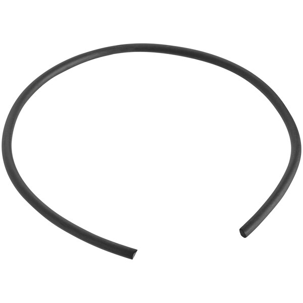 A black rubber sealing ring with a curved end.
