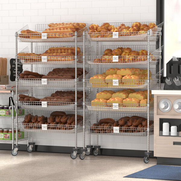 Retail Bakery Rack, Mobile Angled Shelf Bread Stand, Made in USA