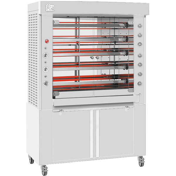 A stainless steel Rotisol electric rotisserie with 5 spits.