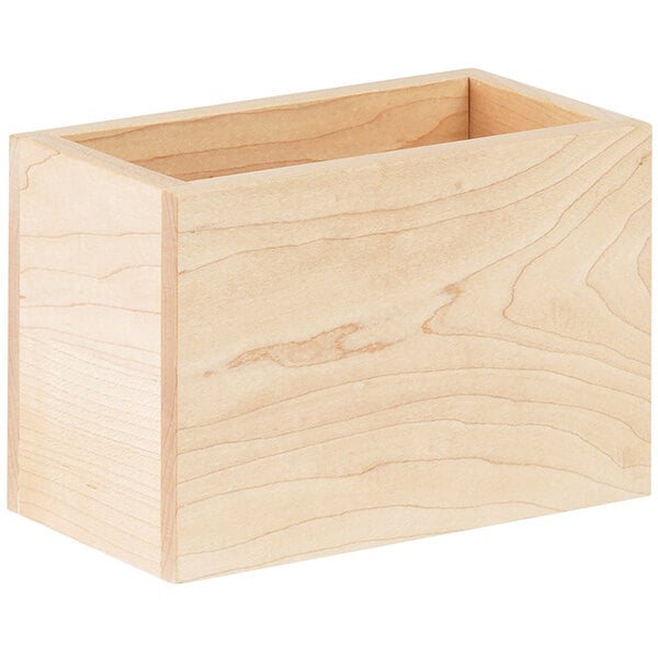 A Cal-Mil maple wood merchandiser box with a lid on a white background.