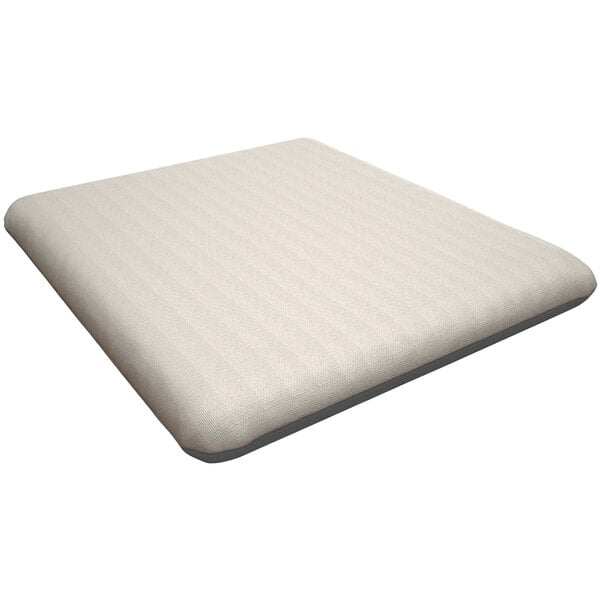 A natural linen seat cushion with a white foam interior and a gray border.