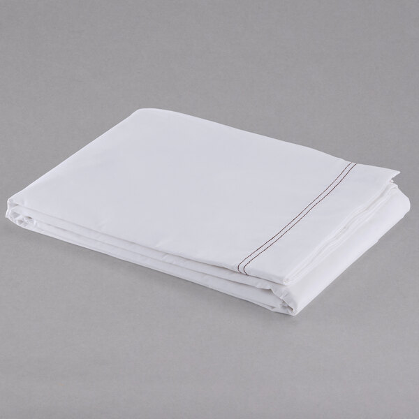 A folded white Oxford Superblend microfiber flat sheet with a stitched edge.