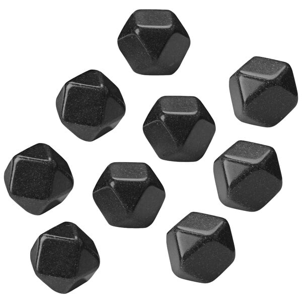 A group of black square shaped whiskey stones.
