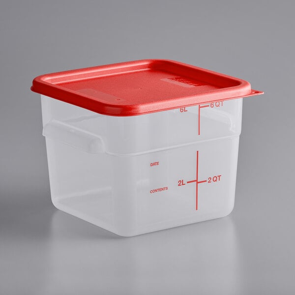 Vigor 6 Qt. Translucent Square Polypropylene Food Storage Container