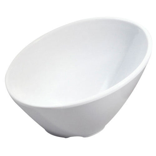A white slanted melamine bowl.