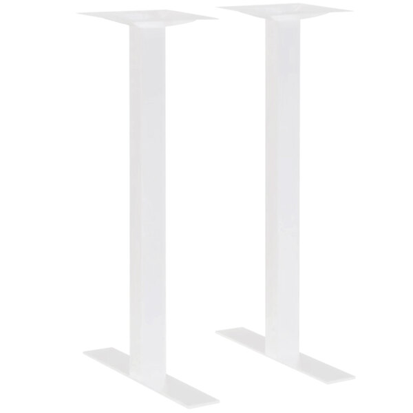 A pair of white rectangular steel table bases.