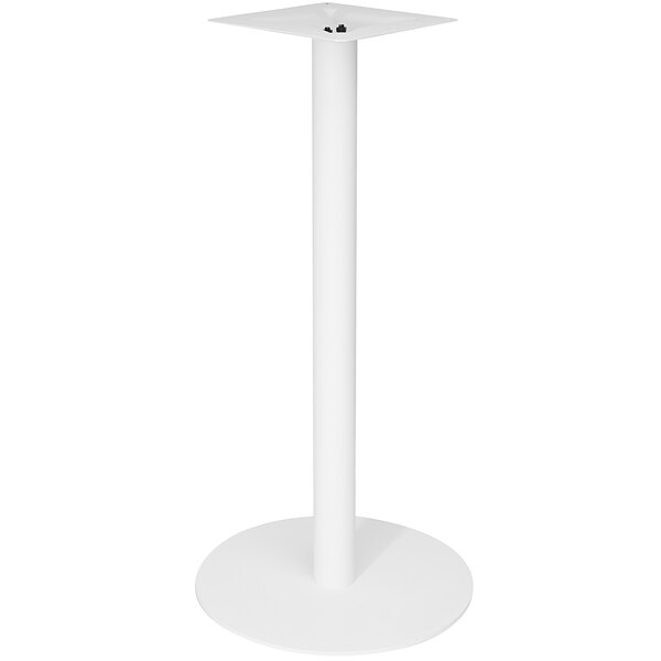 A white metal BFM Seating Uptown round table base.