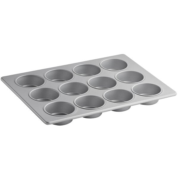 Baker's Mark 12 Cup 6.2 oz. Glazed Aluminized Steel Jumbo Muffin / Cupcake Pan - 18 x 13