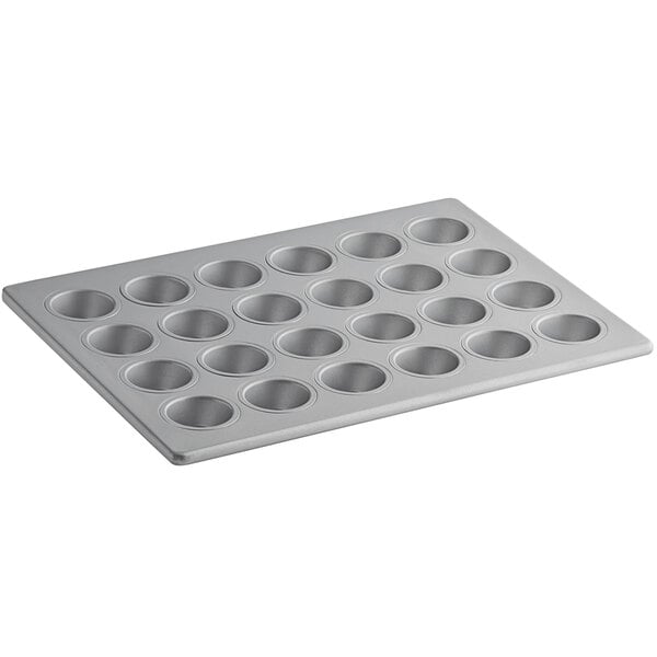 Baker's Mark 24 Cup 1.75 oz. 13 x 18 Glazed Aluminized Steel Mini Muffin / Cupcake Pan - 13 x 18