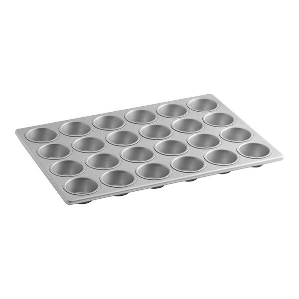 A 24-cup glazed aluminized steel muffin or cupcake pan measuring 14 by 20 inches.