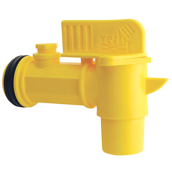 Vestil JDFT 2" Yellow Manual Jumbo Polyethylene Drum Faucet with Bucket Hook
