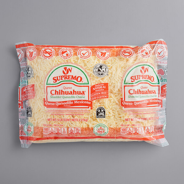 V&V Supremo Chihuahua Queso Cheese Shreds 5 lb. 4/Case