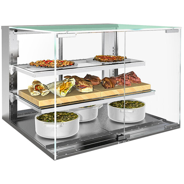 Structural Concepts NE4827HSV Reveal 48" Heated Slide-In Countertop Self-Service Display Case with Two Shelves