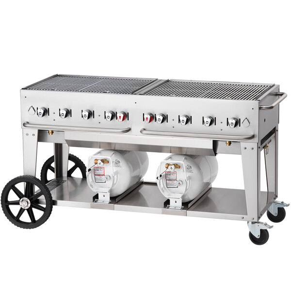 Crown Verity CCB-60-LP 60" Outdoor Club Grill with 2 Horizontal Propane Tanks