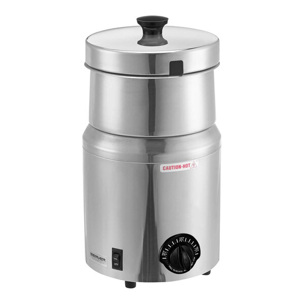 Server 81000 Single 5 Qt. Soup Warmer with Hinged Lid - 120V, 500W