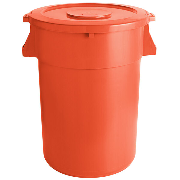 44 Gallon / 700 Cup Orange Round Ingredient Storage Bin with Lid