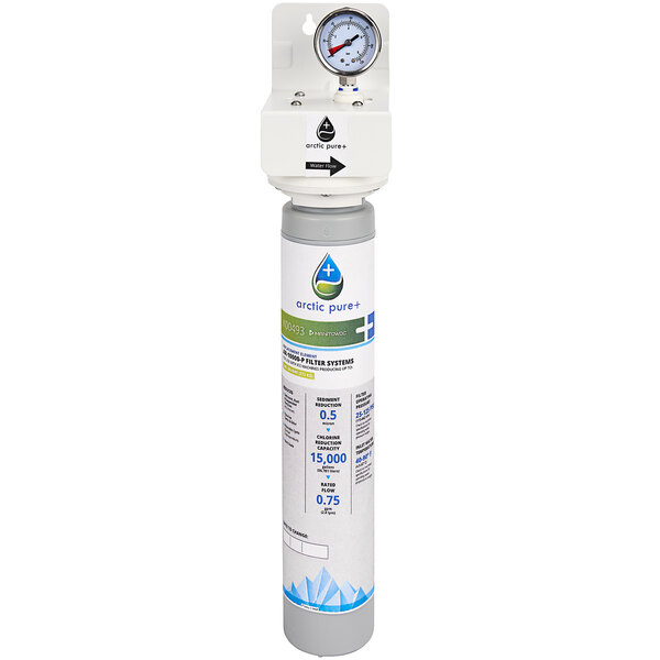 A Manitowoc Arctic Pure Plus water filtration system for ice machines with a pressure gauge.