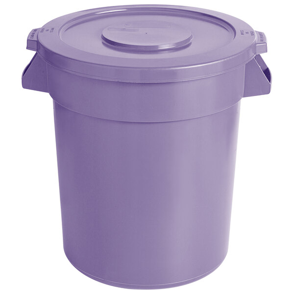 20 Gallon / 320 Cup Purple Round Ingredient Storage Bin with Lid