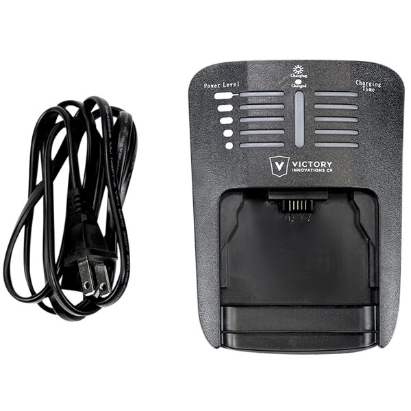 A black Victory VP10 battery charger with a cord.