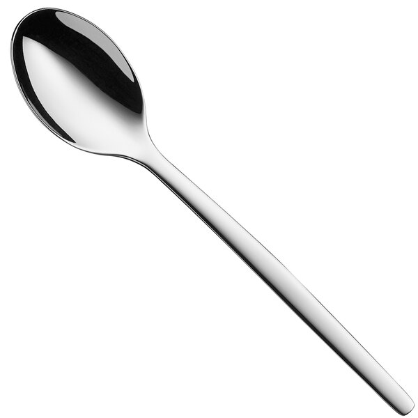 A WMF stainless steel dessert spoon with a long handle.