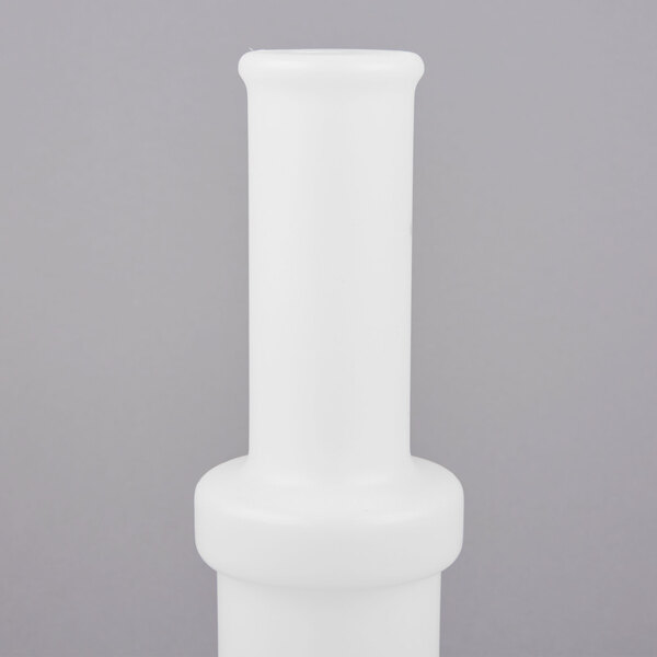 A white plastic pusher with a long cylindrical neck.