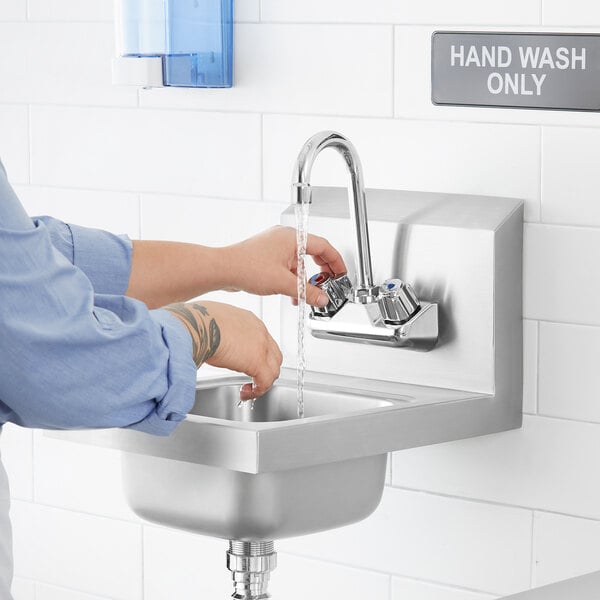 Steelton 12" x 16" Wall Mounted Hand Sink with Gooseneck Faucet