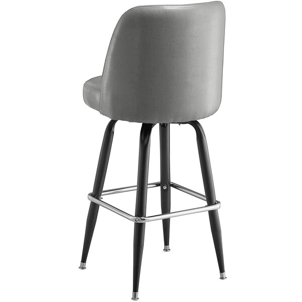 Lancaster Table & Seating Slate Gray Vinyl Bar Stool with Swivel Bucket