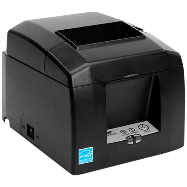 A black Star TSP654IIU thermal receipt printer on a counter with a white background.