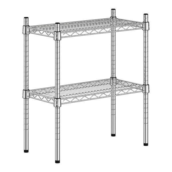 A Regency metal shelf kit with two shelves on it and black legs.