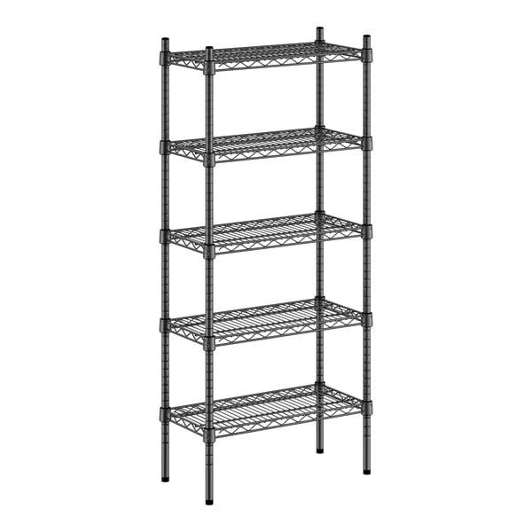A black metal Regency 5-shelf storage rack.