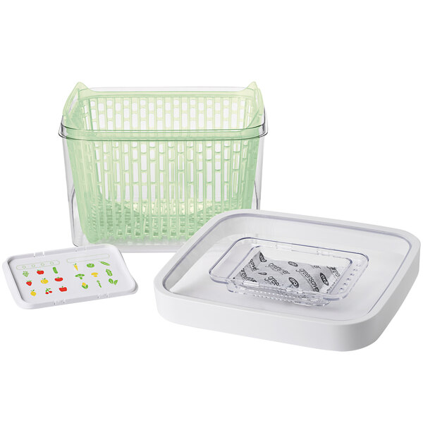 OXO GreenSaver 4.3 Qt. Rectangular Polypropylene Produce Keeper with Colander and Lid