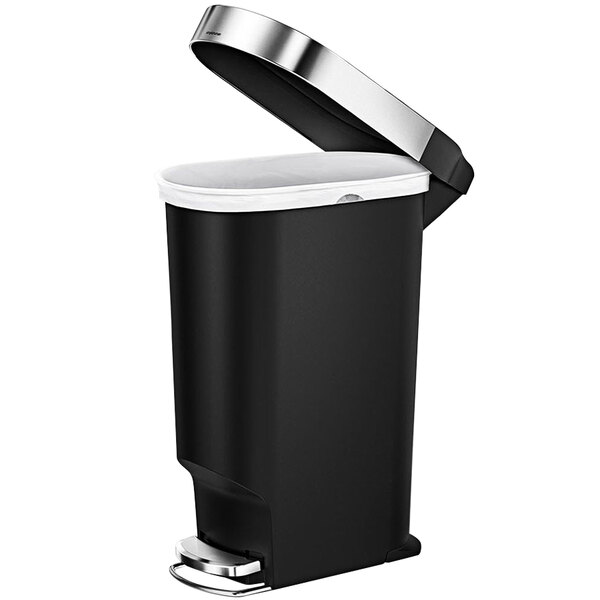 simplehuman CW1390 10.6 Gallon / 40 Liter Black Slim StepOn Trash Can