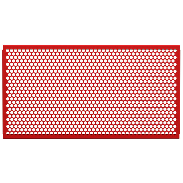 A red mesh panel with white circle patterns.