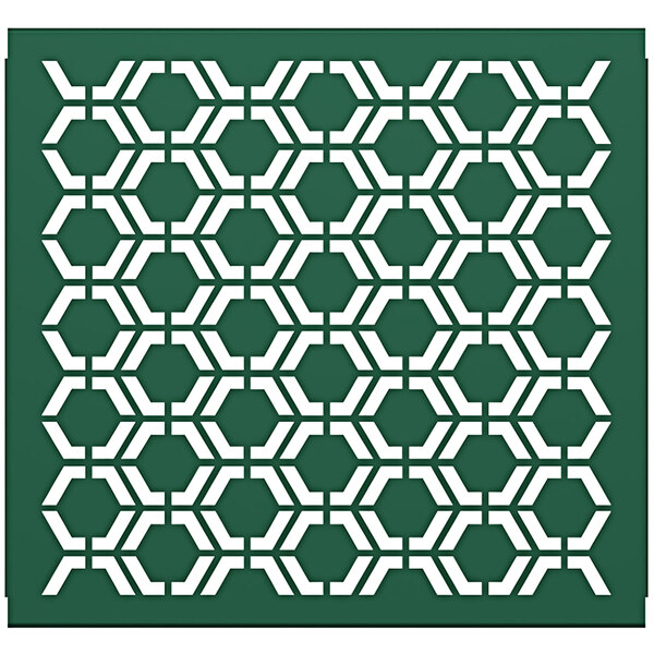 A forest green hexagonal pattern on a white background.