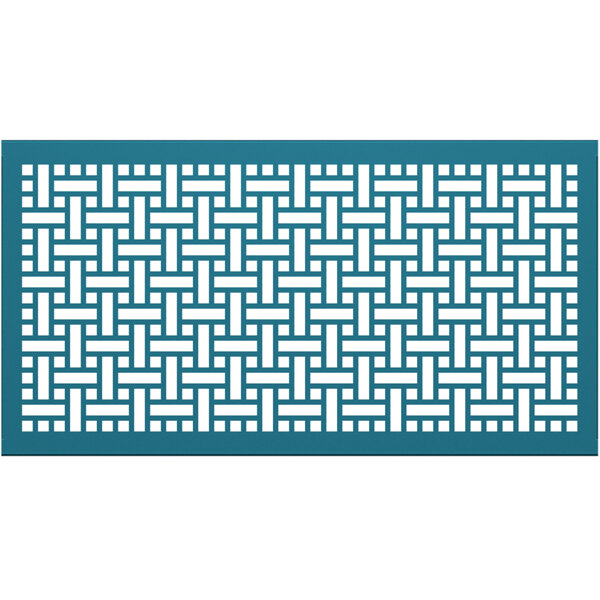 A teal rectangular panel with a white lattice pattern on a white background.