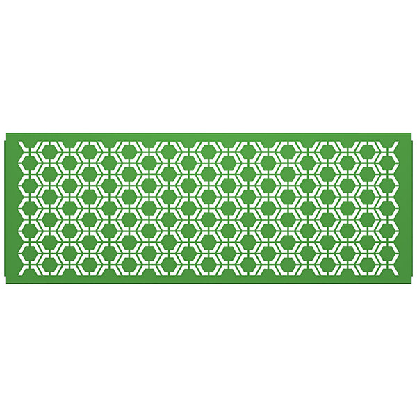 A white rectangular panel with a green hexagonal pattern.
