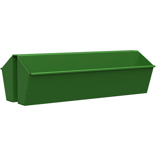 A green rectangle container with two handles.