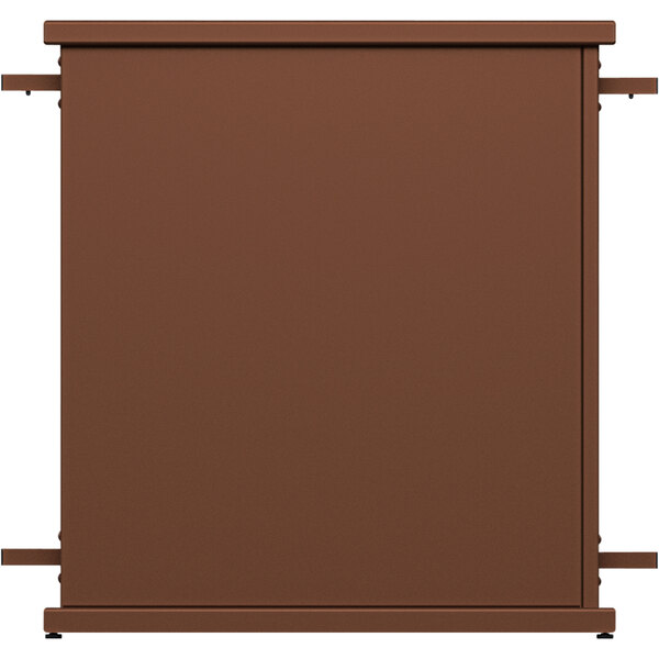 A brown rectangular SelectSpace planter with metal circle top cut-outs.