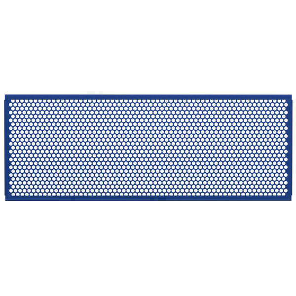 A close-up of a blue mesh with circle patterns.