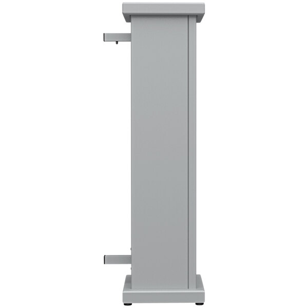 A gray rectangular pedestal with a circle top cut-out.