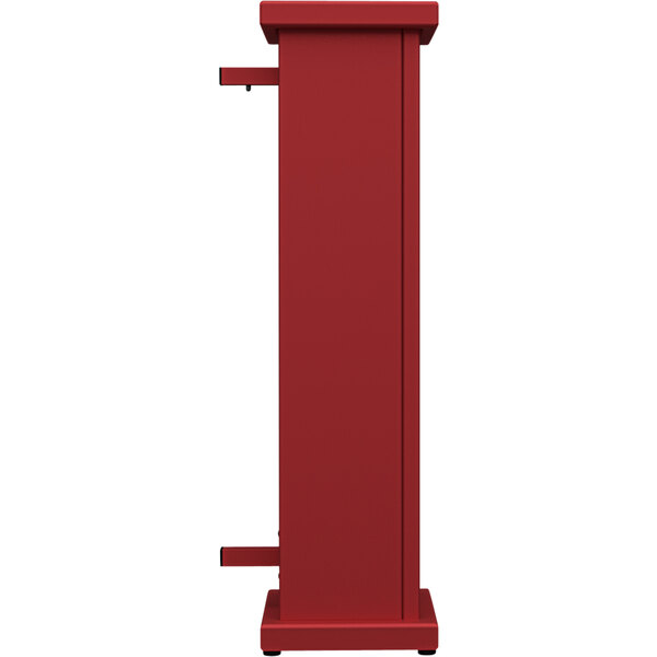 A red rectangular SelectSpace end planter with a square top cut-out.