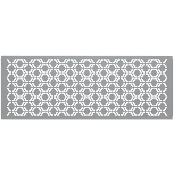 A grey rectangular partition panel with a hexagonal pattern in white.