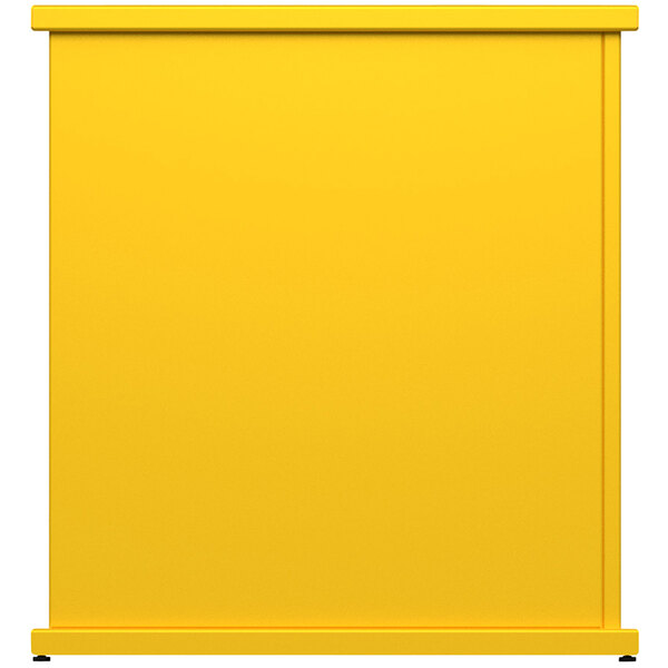 A bright yellow rectangular stand-alone planter with rectangle top cut-outs.