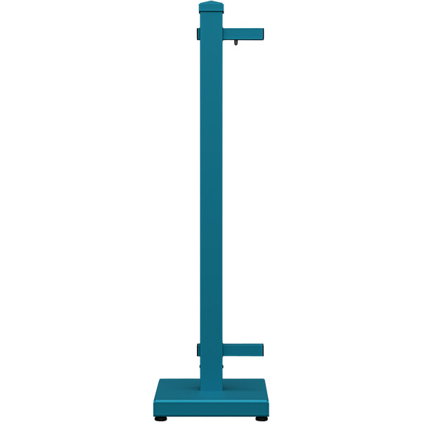 A teal metal rectangular end stand with a handle on top.