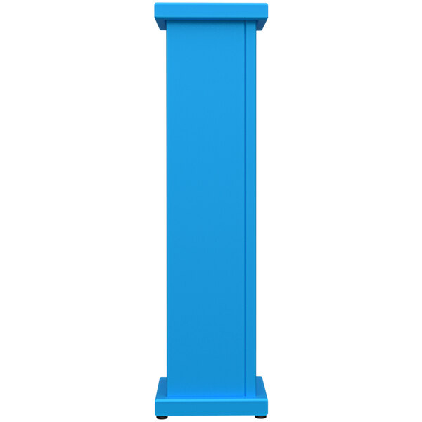 A sky blue rectangular pedestal with a circle top cut out.