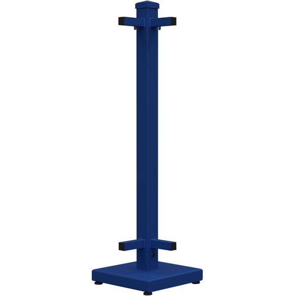 A blue rectangular SelectSpace corner stand with black handles.