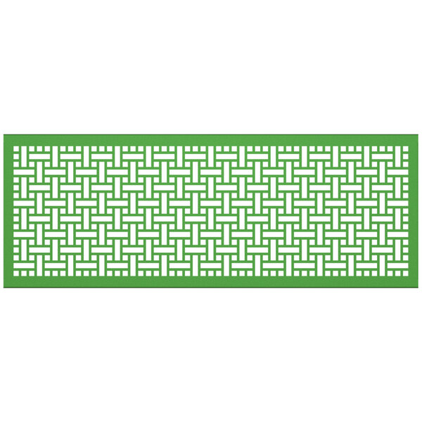 A green rectangular object with white lines forming a weave pattern.