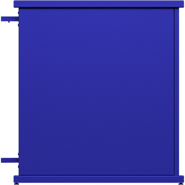 A royal blue rectangular SelectSpace end planter with a rectangle top cut-out.