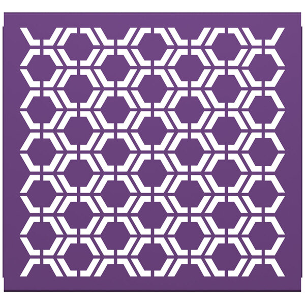 A white SelectSpace partition panel with a purple and white hexagonal pattern.