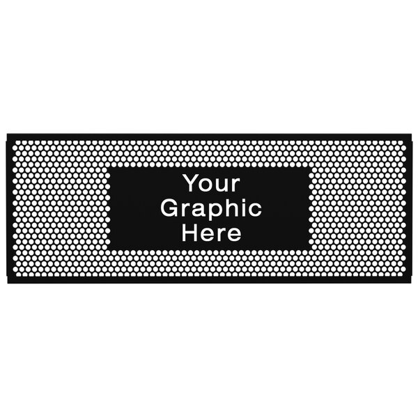 A black panel with white circle pattern and the words "Your Graphic Here" in white.